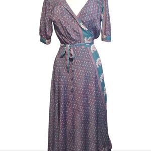 Karma Highway Purple and Green Maxi Wrap Dress